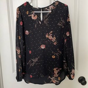 Floral Shimmer V-Neck Blouse